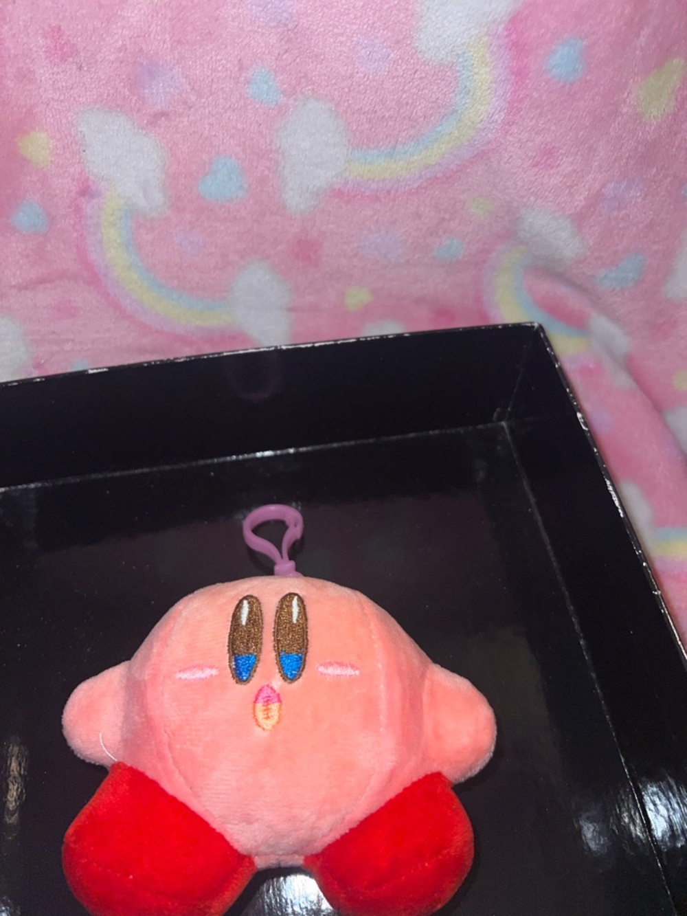 Pink Kirby Plush Keychain - Red Feet